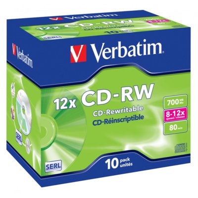 Płyta VERBATIM Jewel Case CD-RW, 700 MB, 12x (10 szt.)