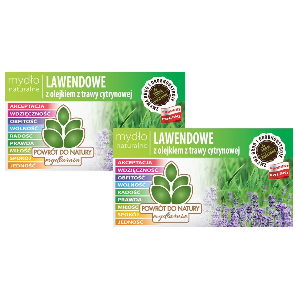 Powrót do natury 100 % roślinne naturalne mydło z olejkiem z traw cytryno-wej i olejkiem lawendowym, 2 szt.