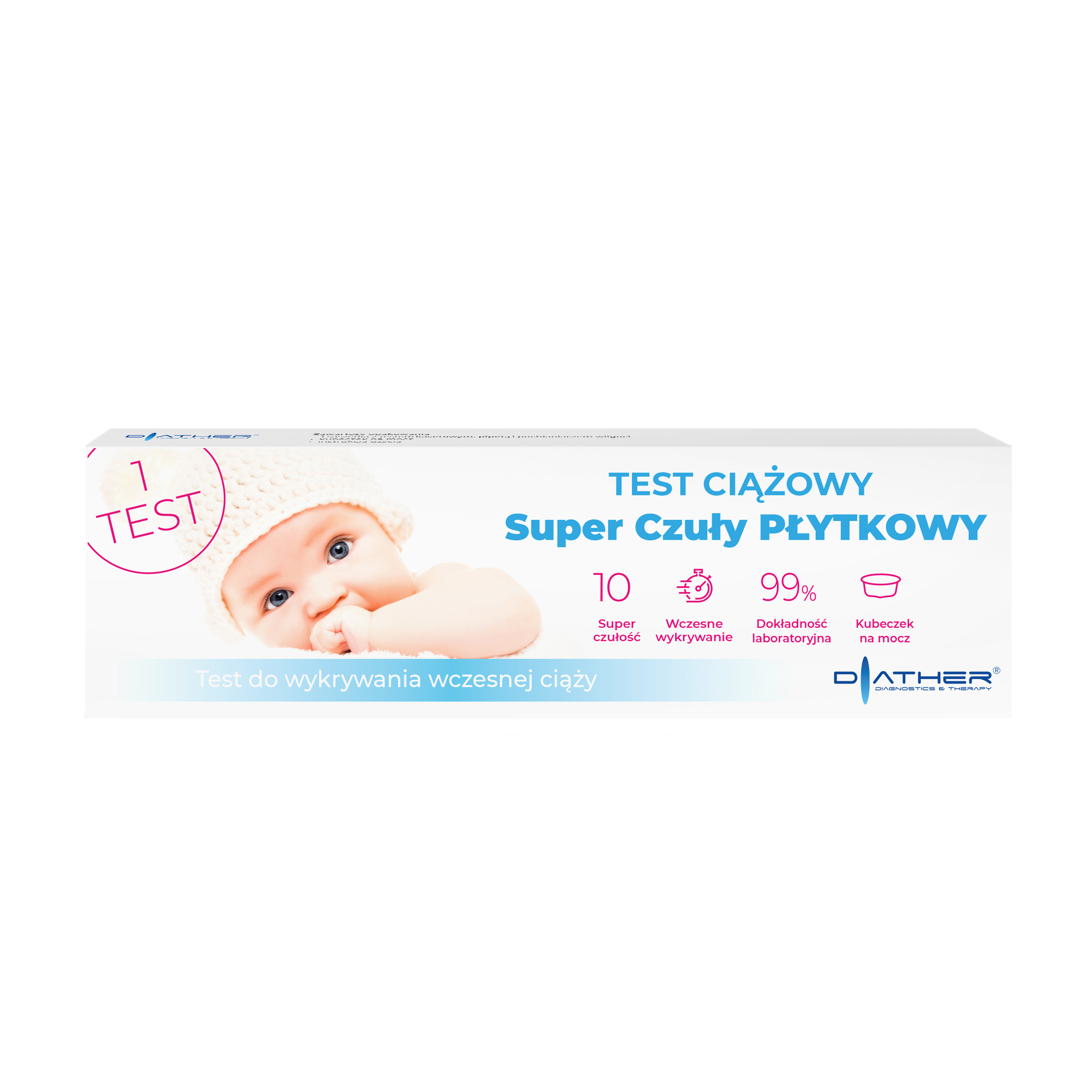 Diather test ciążowy super czuły płytkowy, 1 szt.