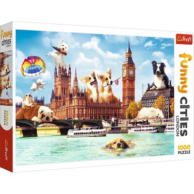 Puzzle TREFL Funny Cities: Psy w Londynie 10596 (1000 elementów)