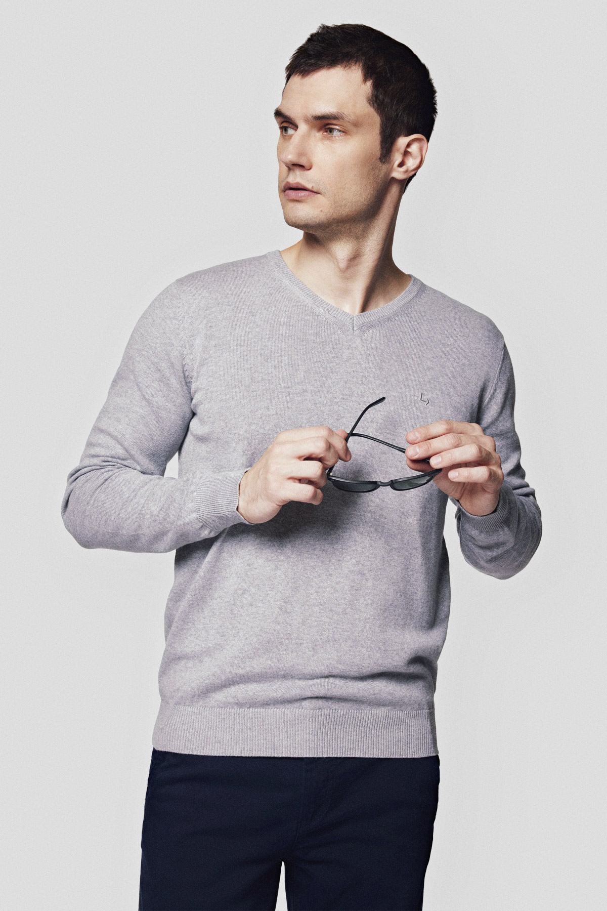 Lancerto Sweter Szary z Bawełną w Serek Anthony