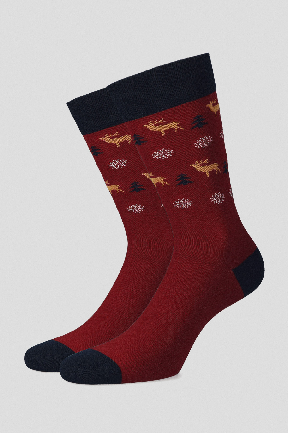 Lancerto Skarpety Bordowe w Renifery i Śnieżynki