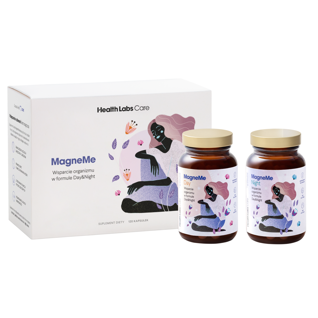 Health Labs Care MagneMe Day&Night suplement diety połączenie czterech form magnezu i witaminy B6, 2x60 kaps./1 opak.