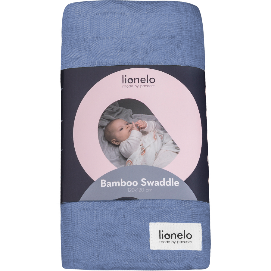 Lionelo Bamboo Swaddle bambusowy otulacz dla dziecka 120x120 Blue Denim, 1 szt.