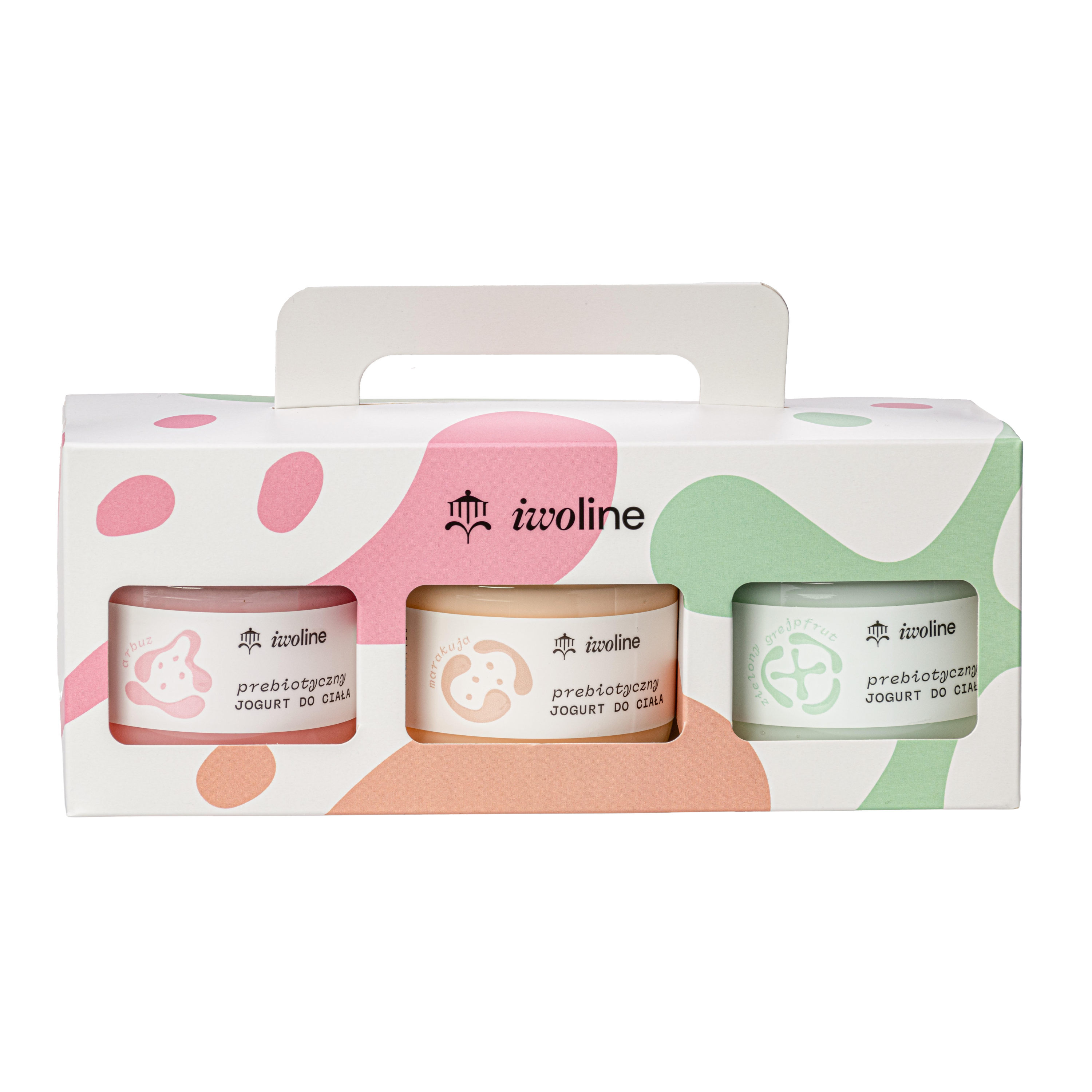 Iwoline zestaw: jogurt do ciała-arbuz, 200 ml + jogurt do ciała-marakuja, 200 ml + jogurt do ciała-zielony grejpfrut, 200 ml