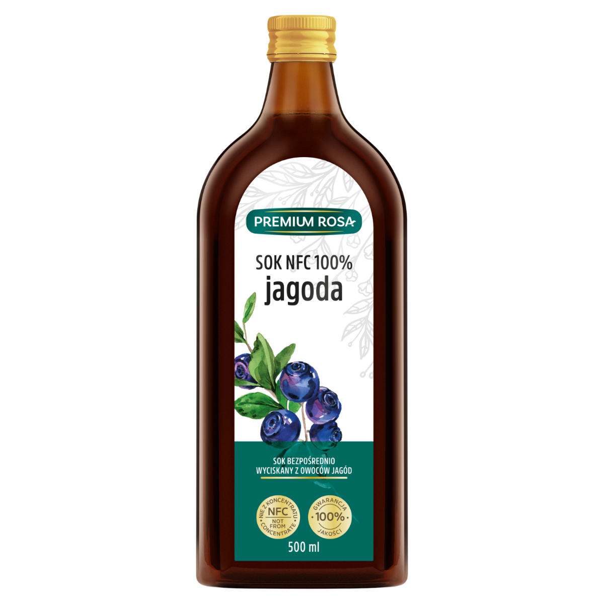 Premium Rosa Sok NFC 100% Jagoda,  500 ml
