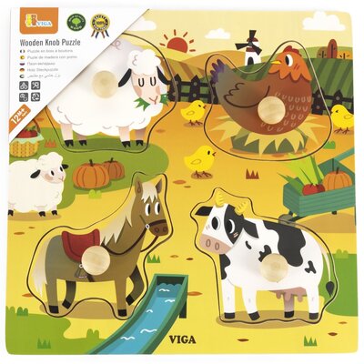 Puzzle VIGA Pierwsze puzzle z uchwytami: Farma 44592 (4 elementy)
