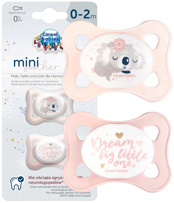 Canpol zestaw smoczków symetrycznych mini 0-2m