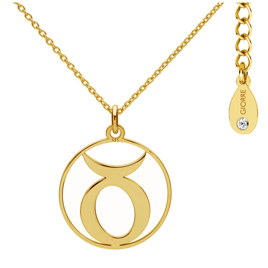 Giorre Znak Zodiaku Byk naszyjnik ze srebra próby 925 z kryształem Swarovskiego, 1 szt.