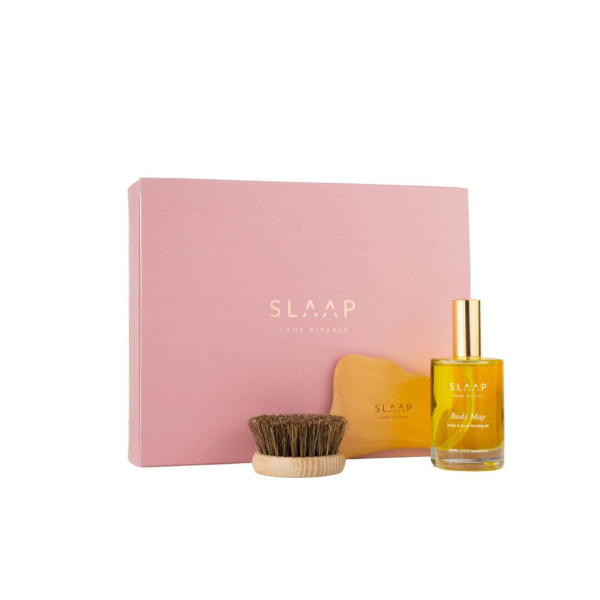 Slaap Home Rituals zestaw Body Map: olejek Body Map, 100 ml, gua sha do ciała, 1 szt. + szczotka do masażu ciała, 1 szt