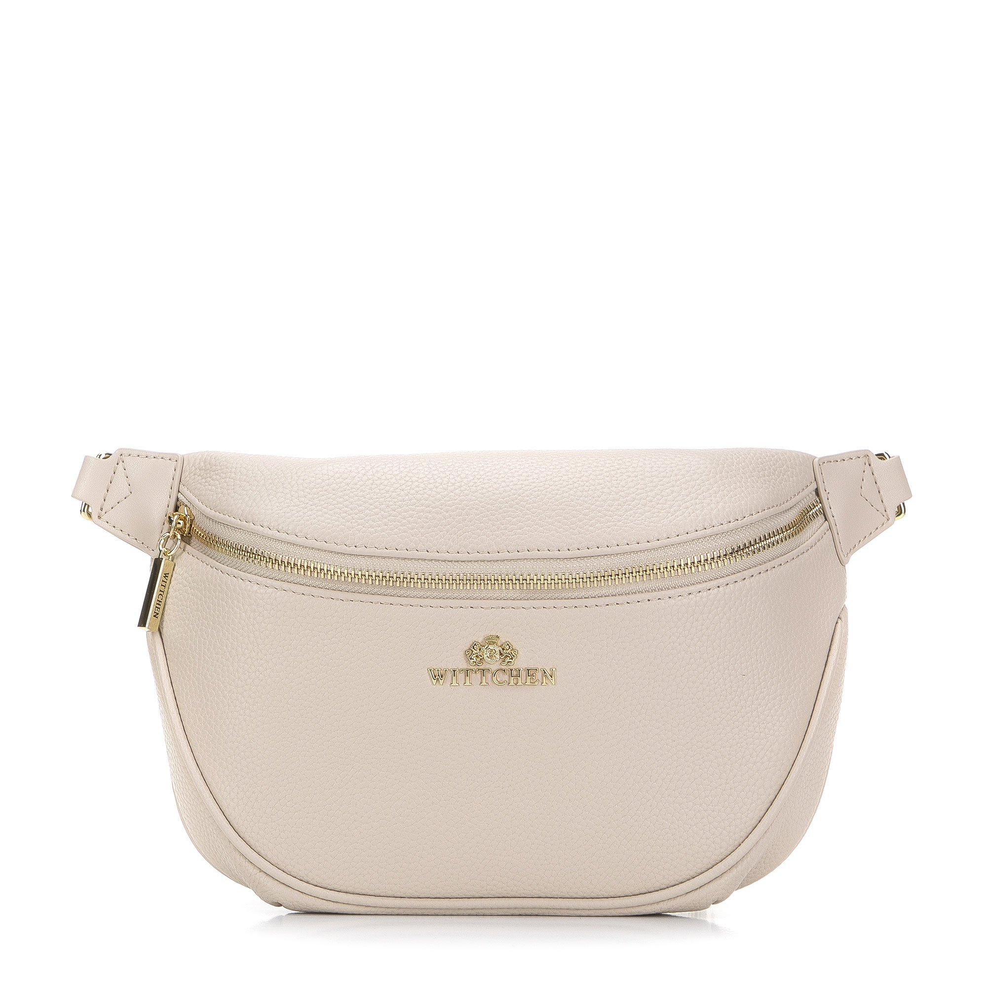 Damska saszetka skórzana z obszyciem jasny beż