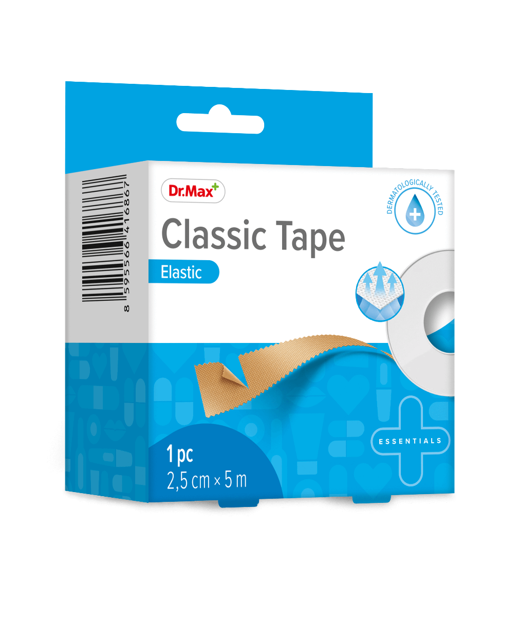 Classic Tape Elastic Dr.Max, elastyczny przylepiec na rolce 2,5 cm x 5 m, 1 sztuka