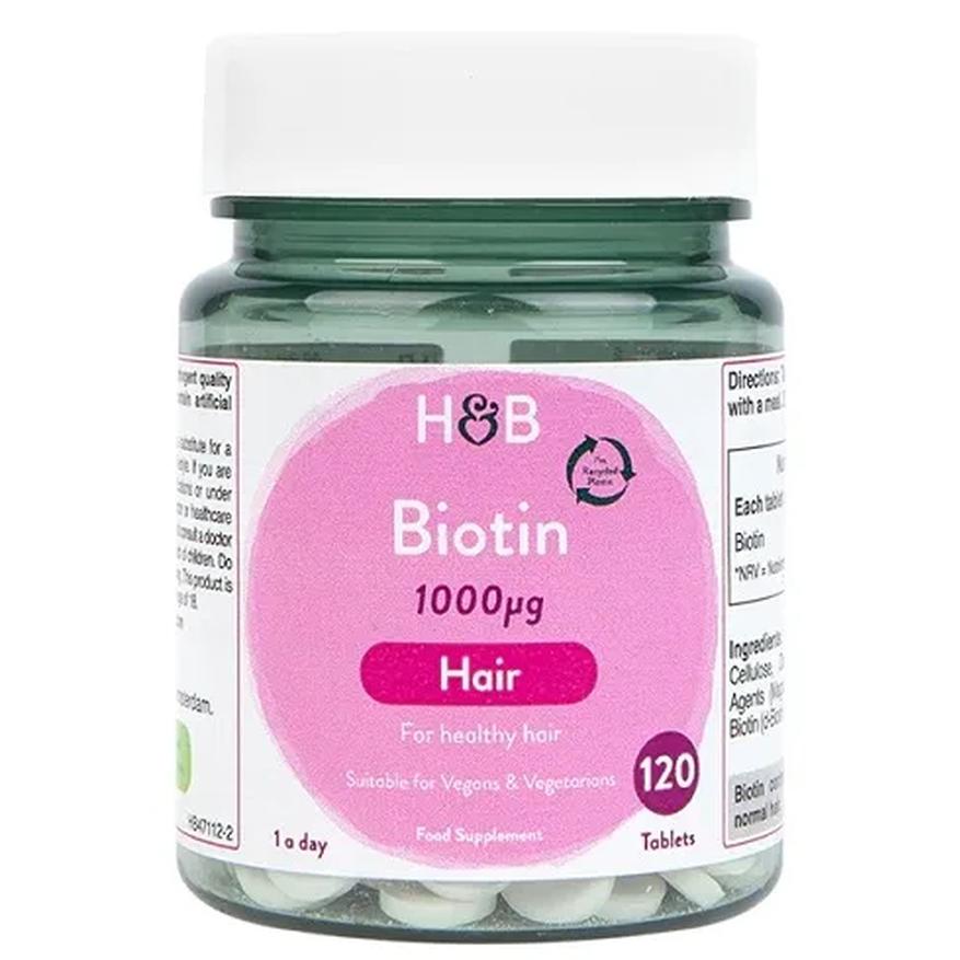 Holland & Barrett suplement diety biotyna, 1000mcg, 120 tabl./1 opak.