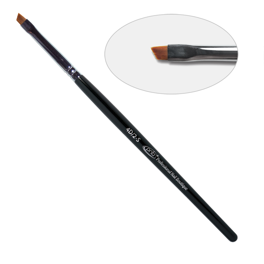 PNB pędzel do żelu 4D do zdobień ze ściętą końcówką 2-s, nylon, 1 szt.