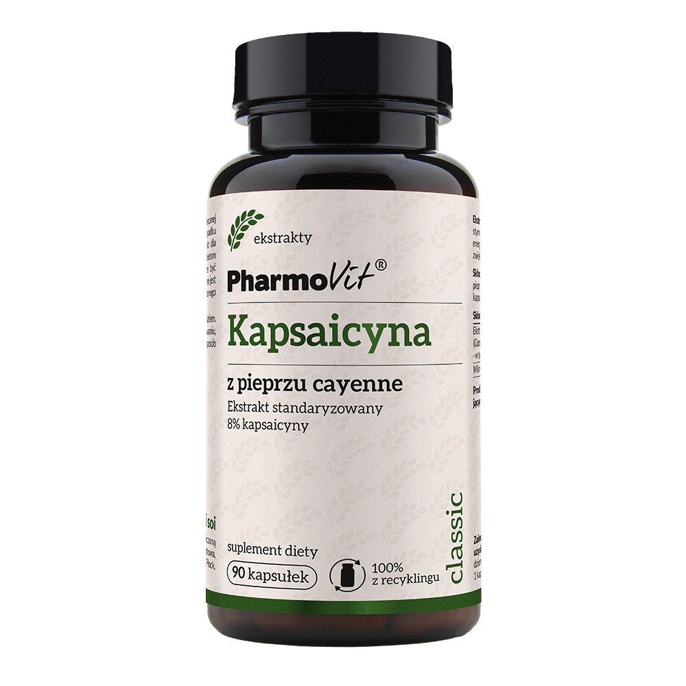 Pharmovit Classic suplement diety Kapsaicyna z pieprzu cayenne Ekstrakt standaryzowany 8% kapsaicyny, 90 kaps./1 opak.