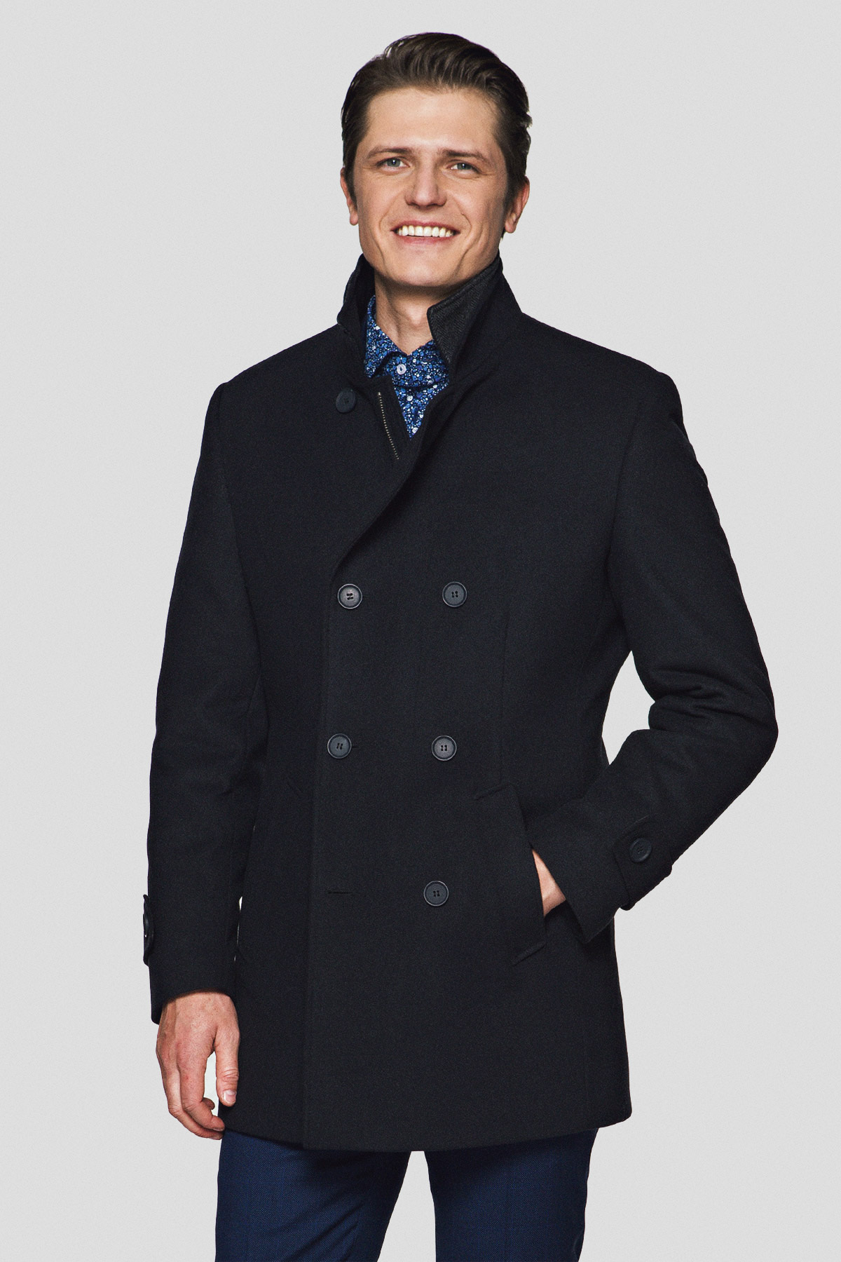 Lancerto Płaszcz Granatowy z Wełną Embrace 3