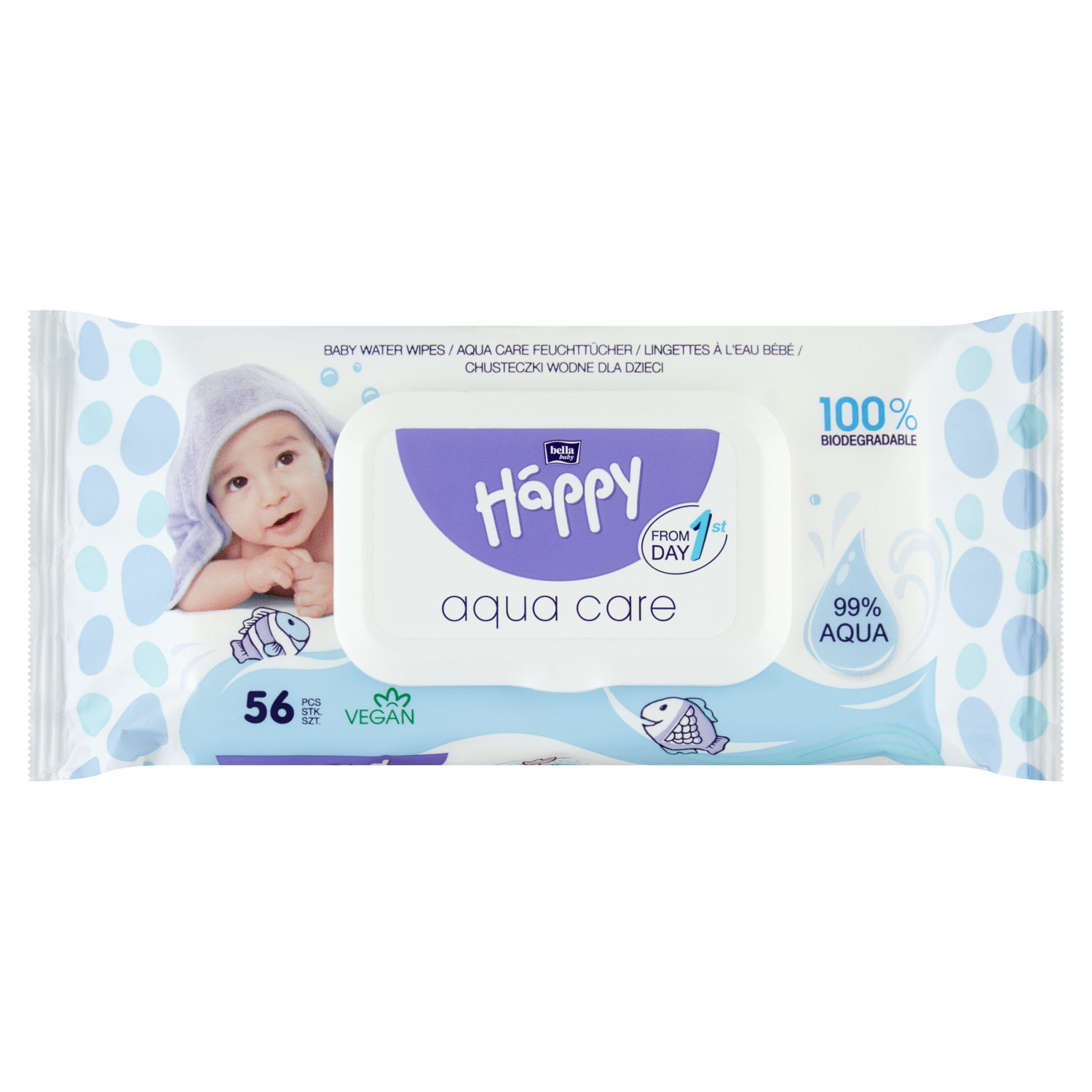 Bella Baby Happy Aqua Care chusteczki wodne dla dzieci, 56 szt./1 opak.