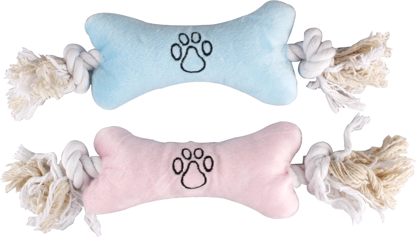 Flamingo Zabawka dla szczeniaka kość z liną