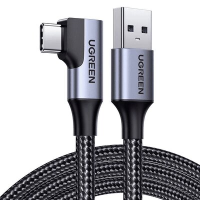 Kabel kątowy USB - USB-C UGREEN US385 1 m Czarno-szary