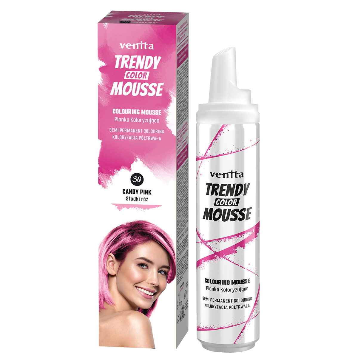 Venita Trendy Color Mousse koloryzująca pianka do włosów 30 słodki róż, 75 ml