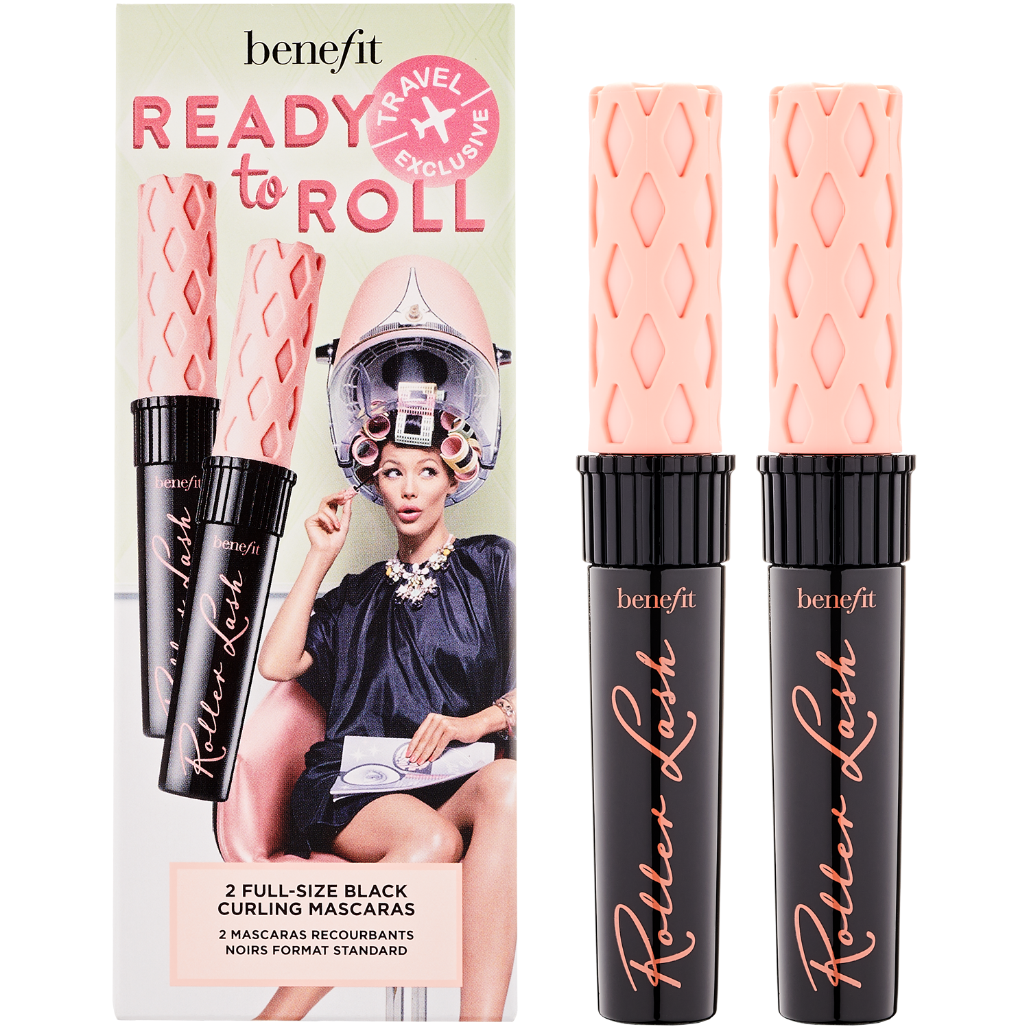 Benefit Ready To Roll Travel Set Ready To Roll Travel Set zestaw podkręcająco-liftingujący tusz do rzęs Black 2x8.5g