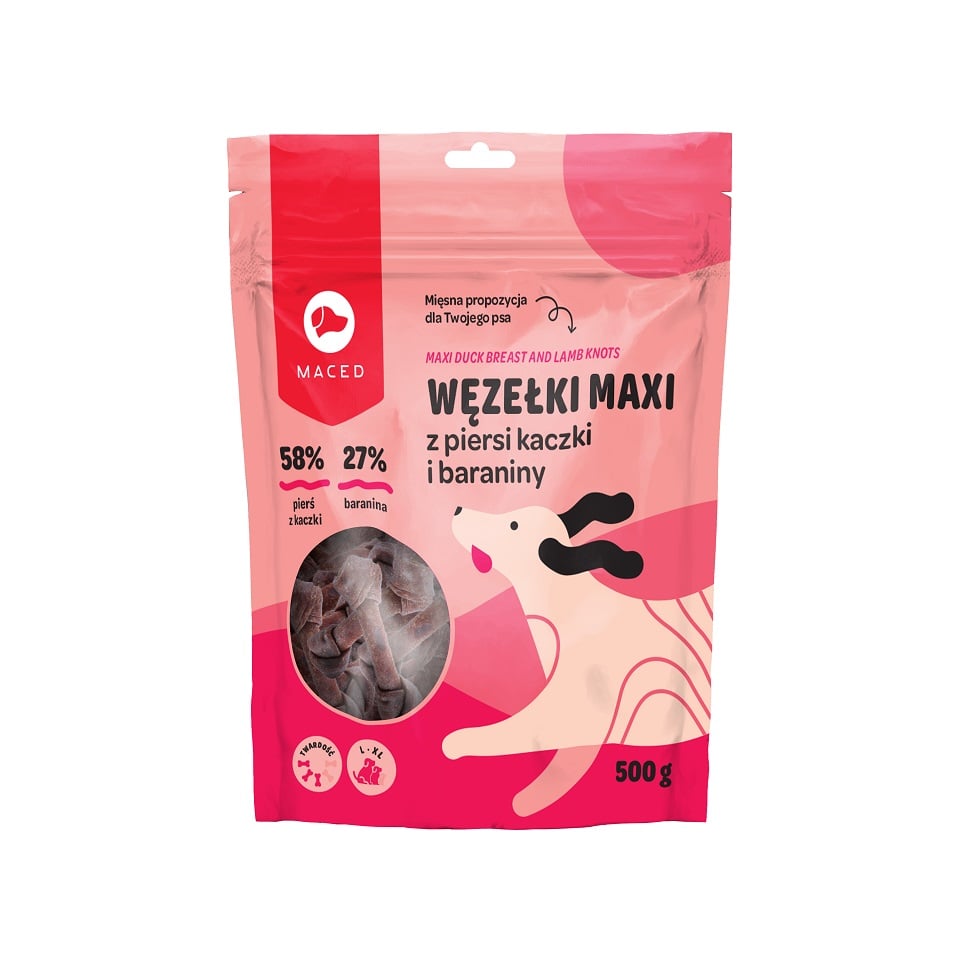 MACED Węzełki Maxi z piersi kaczki i baraniny 12,5 cm 500 g