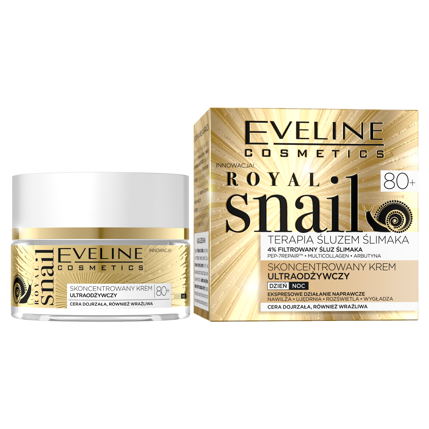 Eveline Cosmetics Royal Snail regenerujący krem do twarzy 80+ na dzień i noc, 50 ml