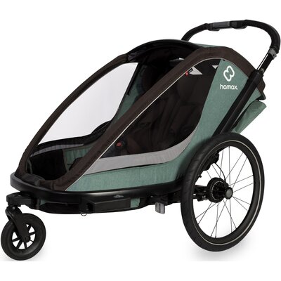 Przyczepka rowerowa HAMAX Cocoon One 35kg Pasy Zielono-czarny