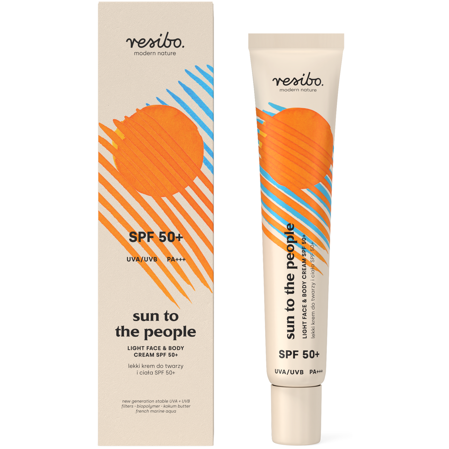 Resibo Sun To The People lekki krem do twarzy i ciała SPF50, 50 ml