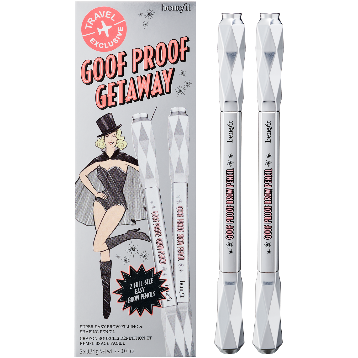 Benefit Goof Proof zestaw: kredki do brwi 3 Warm Light Brown, 2x0,34 g/1 opak.