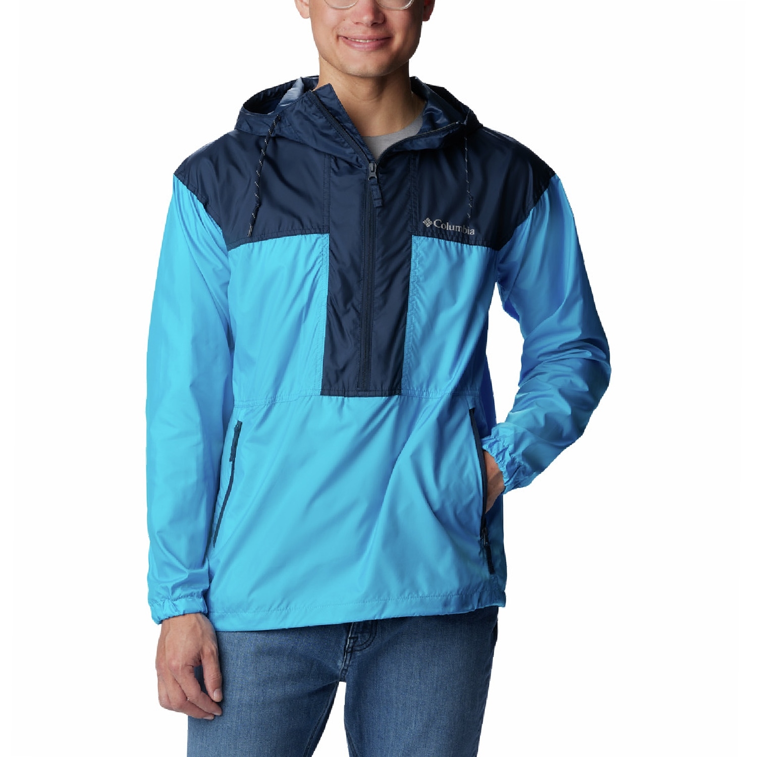 Męska kurtka wiatrówka Columbia Flash Challenger Anorak compass blue/collegiate navy - S