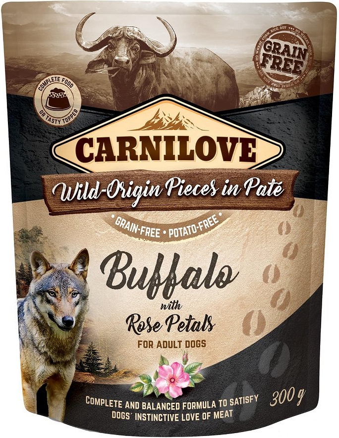 CARNILOVE Dog Paté Buffalo with Rose Petals 300g mokra karma dla psów Bawół z płatkami róży