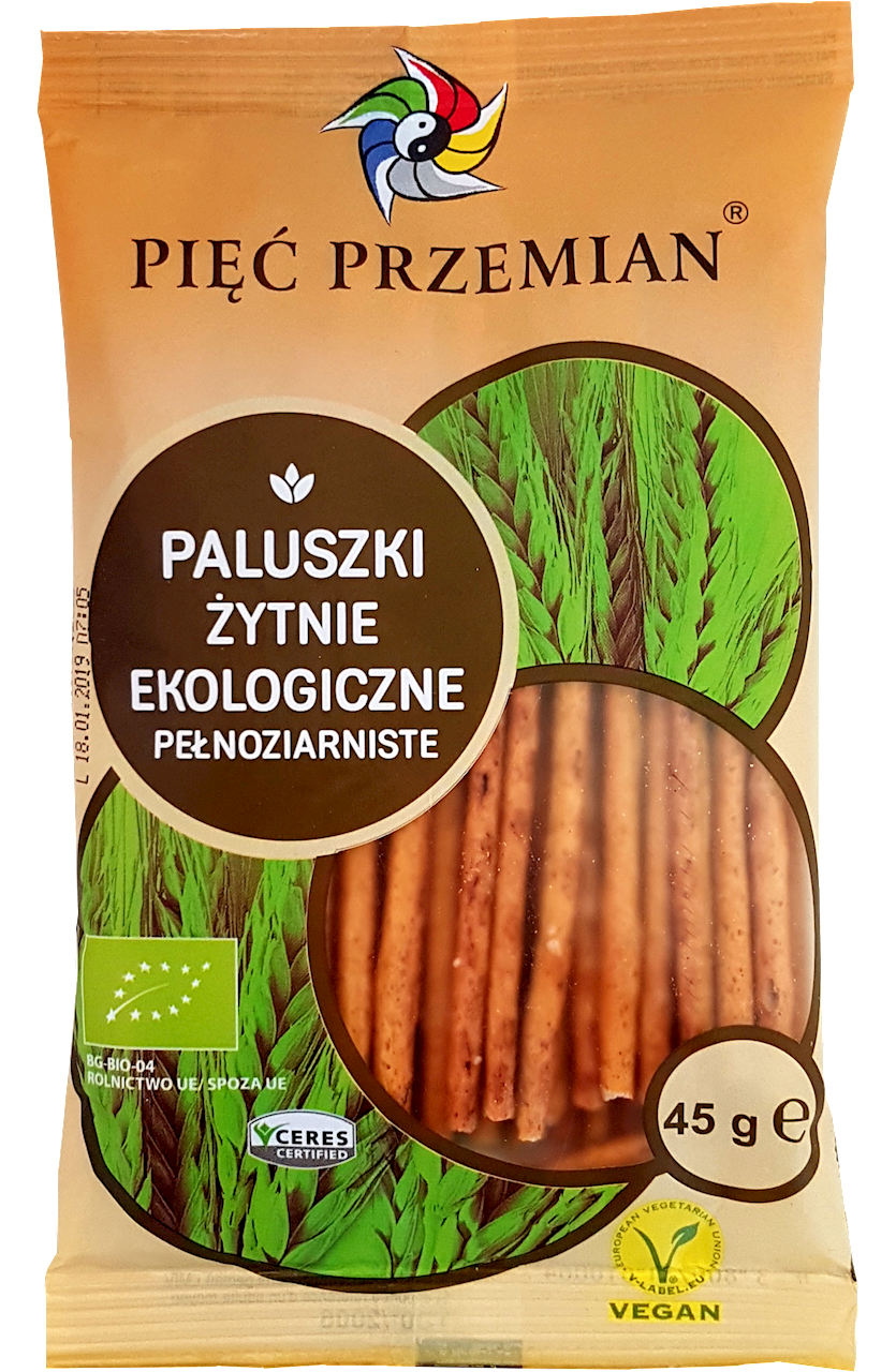 Paluszki żytnie pełnoziarniste BIO 45g (Pięć przemian)