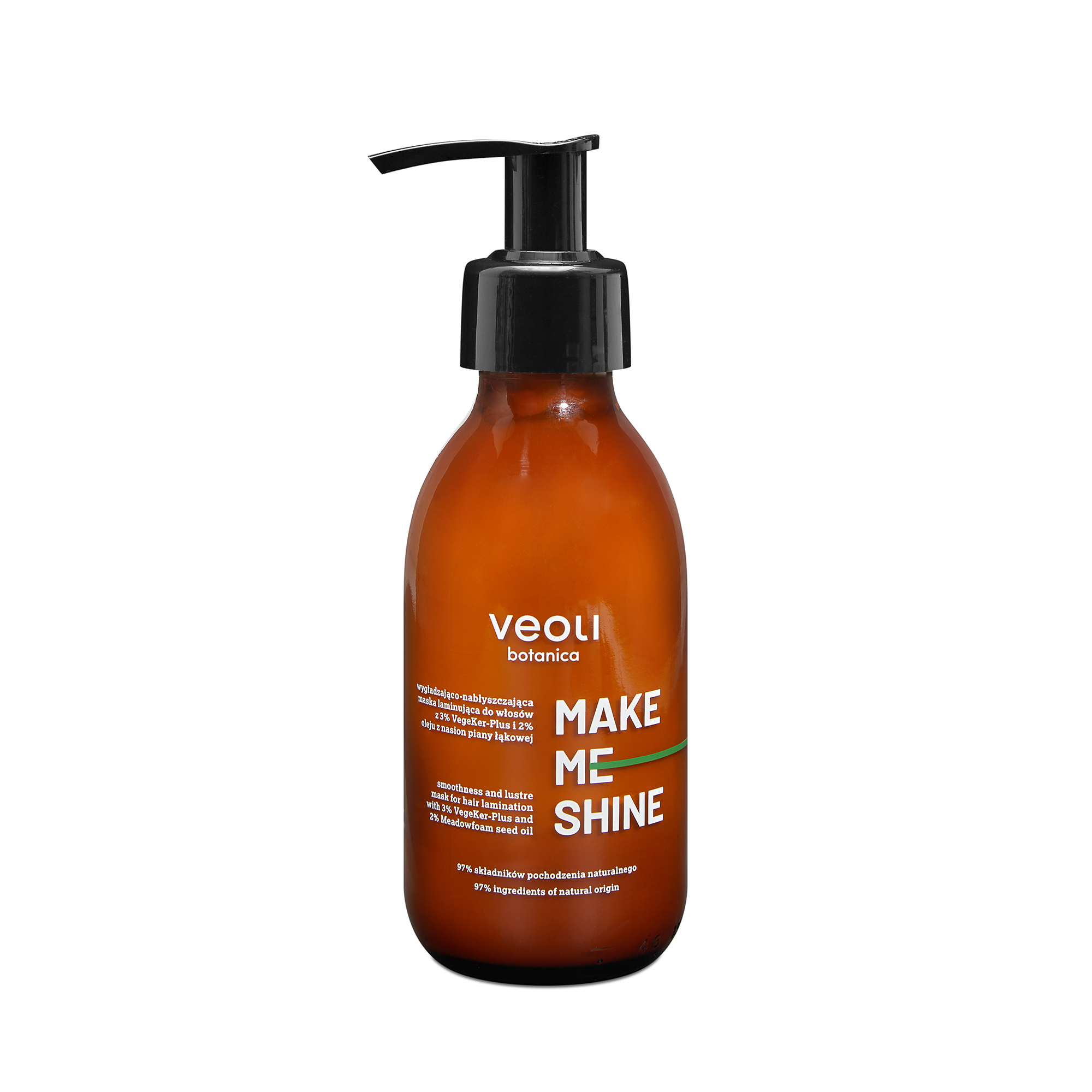 Veoli Botanica Make Me Shine wygładzająco-nabłyszczająca maska laminująca do włosów z 3% VegeKer - Plus i 2% oleju z nasion piany łąkowej, 140 ml