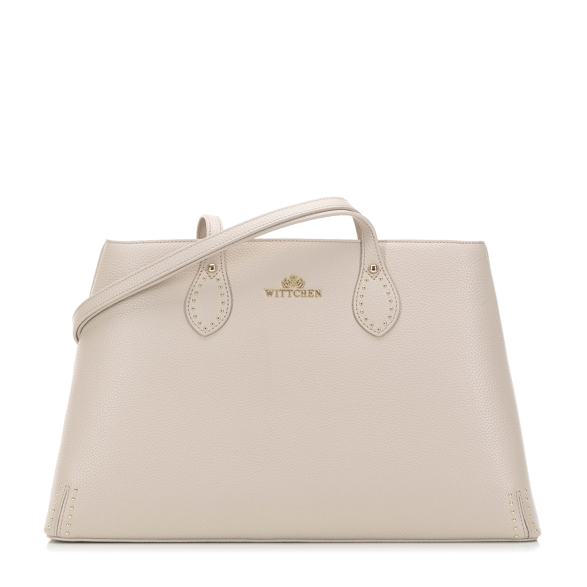 Torebka shopperka skórzana z drobnymi nitami jasny beż