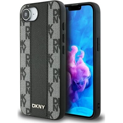 Etui DKNY Leather Checkered Mono Pattern MagSafe do Apple iPhone 16e Czarny