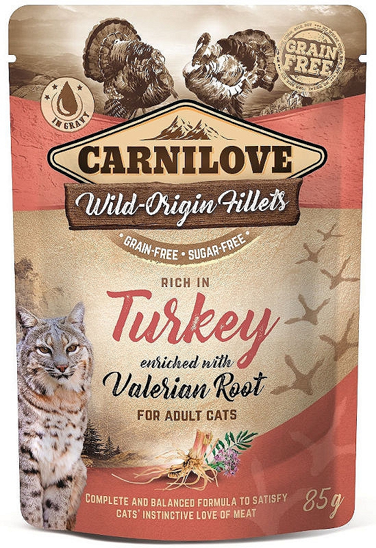 CARNILOVE Cat Pouch Turkey &amp; Valerian 85g indyk i waleriana