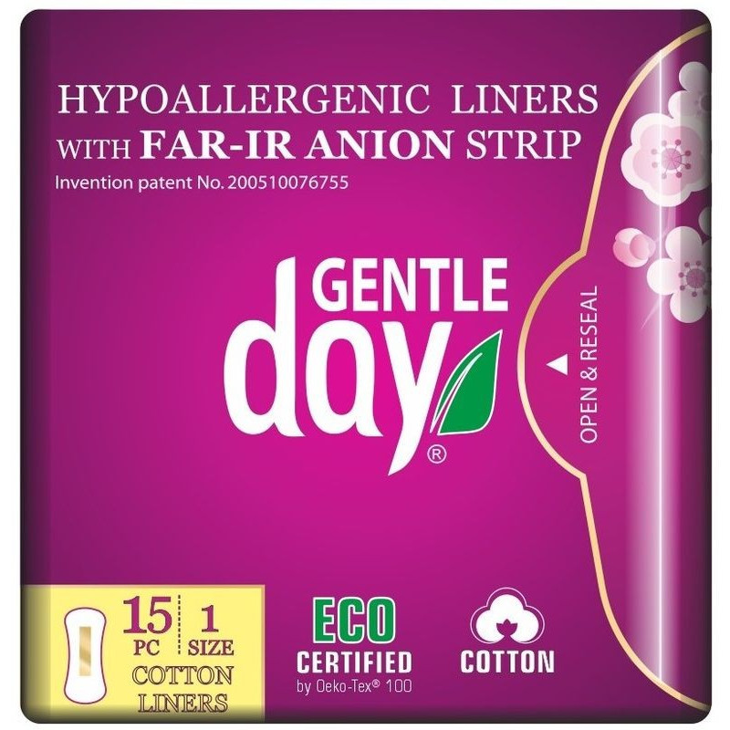 GENTLE DAY Eco Fair-Ir Anion ekologiczne wkładki do codziennego stosowania z paskiem anionowym, 15 szt.