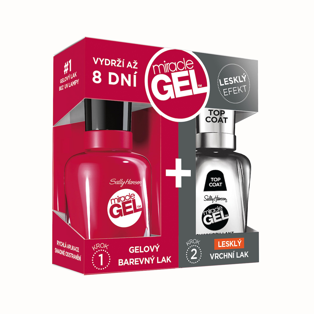 Sally Hansen Miracle Gel Duo Pack zestaw: lakier do paznokci 220 pink tank, 15 ml + top coat do paznokci, 14,7 g