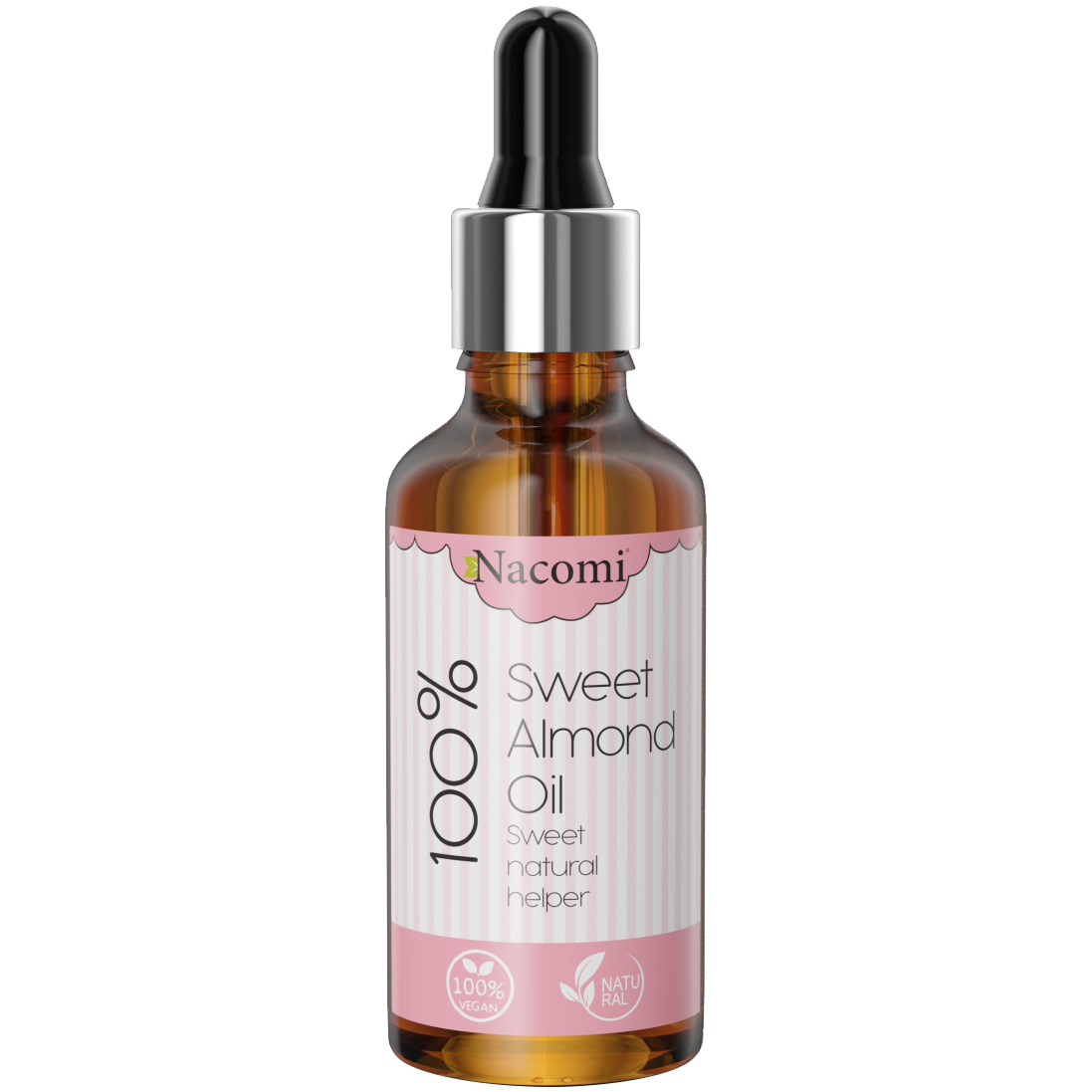 Nacomi Sweet Almond Oil olej ze słodkich migdałów dla skóry suchej do twarzy, ciała i włosów, 50 ml