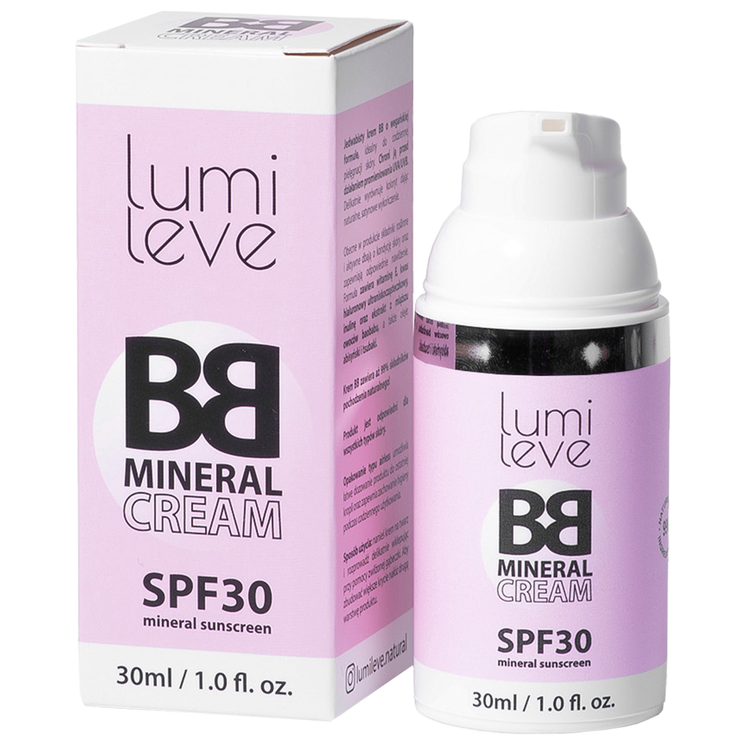 Lumileve BB mineral cream krem BB z filtrem SPF30 B3 Dark, 30 ml