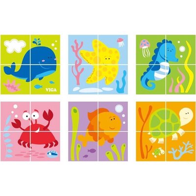 Klocki sensoryczne VIGA Kostki puzzle: Morze 50161