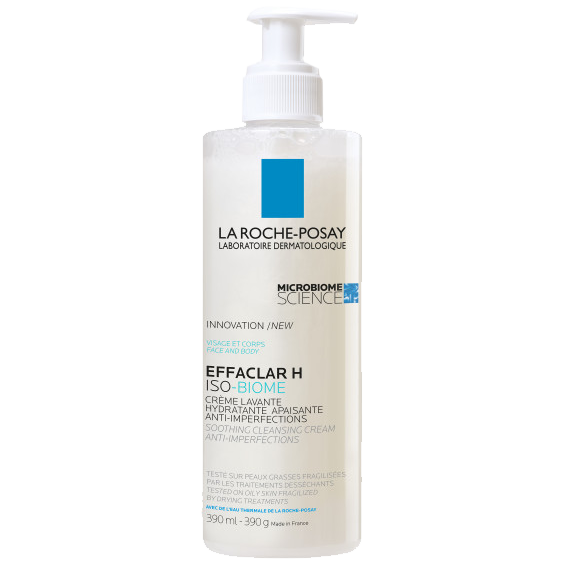 La Roche-Posay Effaclar H ISO-Biome kojący krem myjący przeciw niedoskonałościom, 390 ml