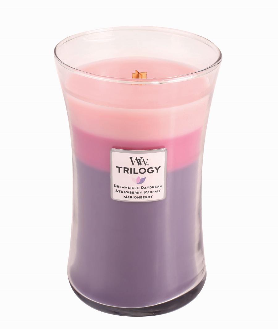WoodWick - Świeca Trilogy Duża Wild Berry Smoothie 120h