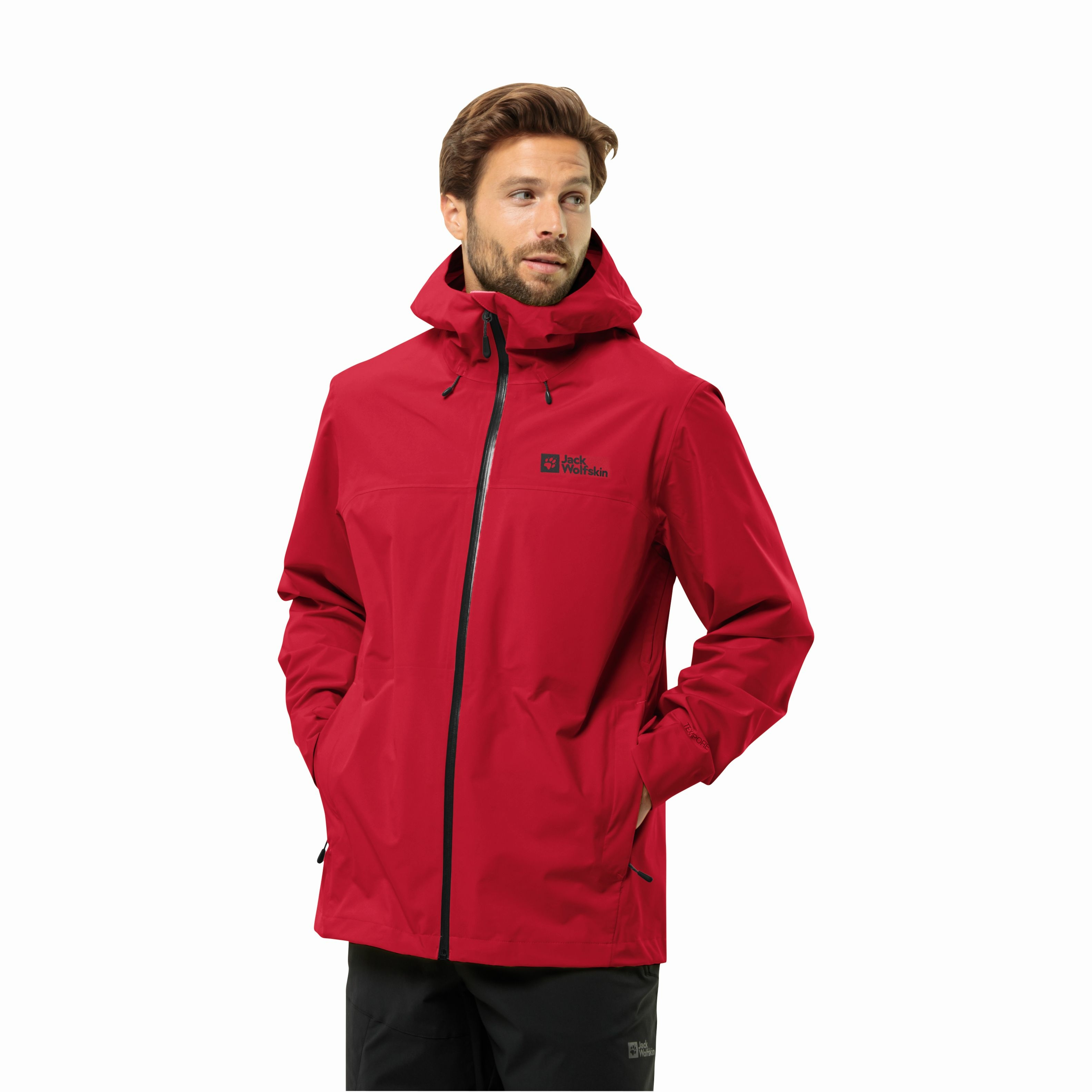 Męska kurtka przeciwdeszczowa Jack Wolfskin HIGHEST PEAK 3L JKT M red glow - S