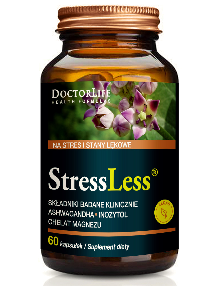 Doctor Life StressLess Ashwagandha + inozytol + chelat magnezu, 60 kapsułek