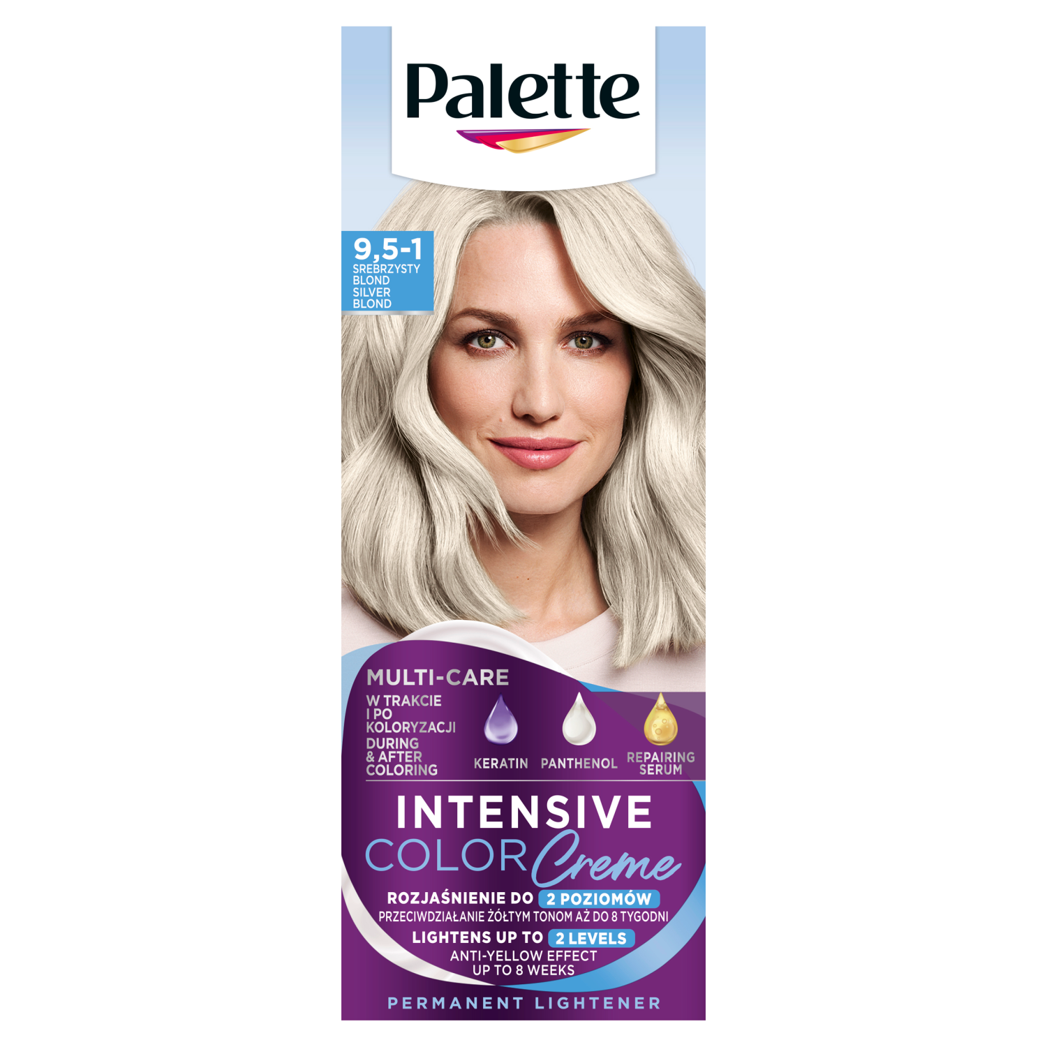 Palette Intensive Color Creme farba do włosów w kremie rozjaśniacz 9,5-1 (c9) srebrzysty blond, 1 opak.