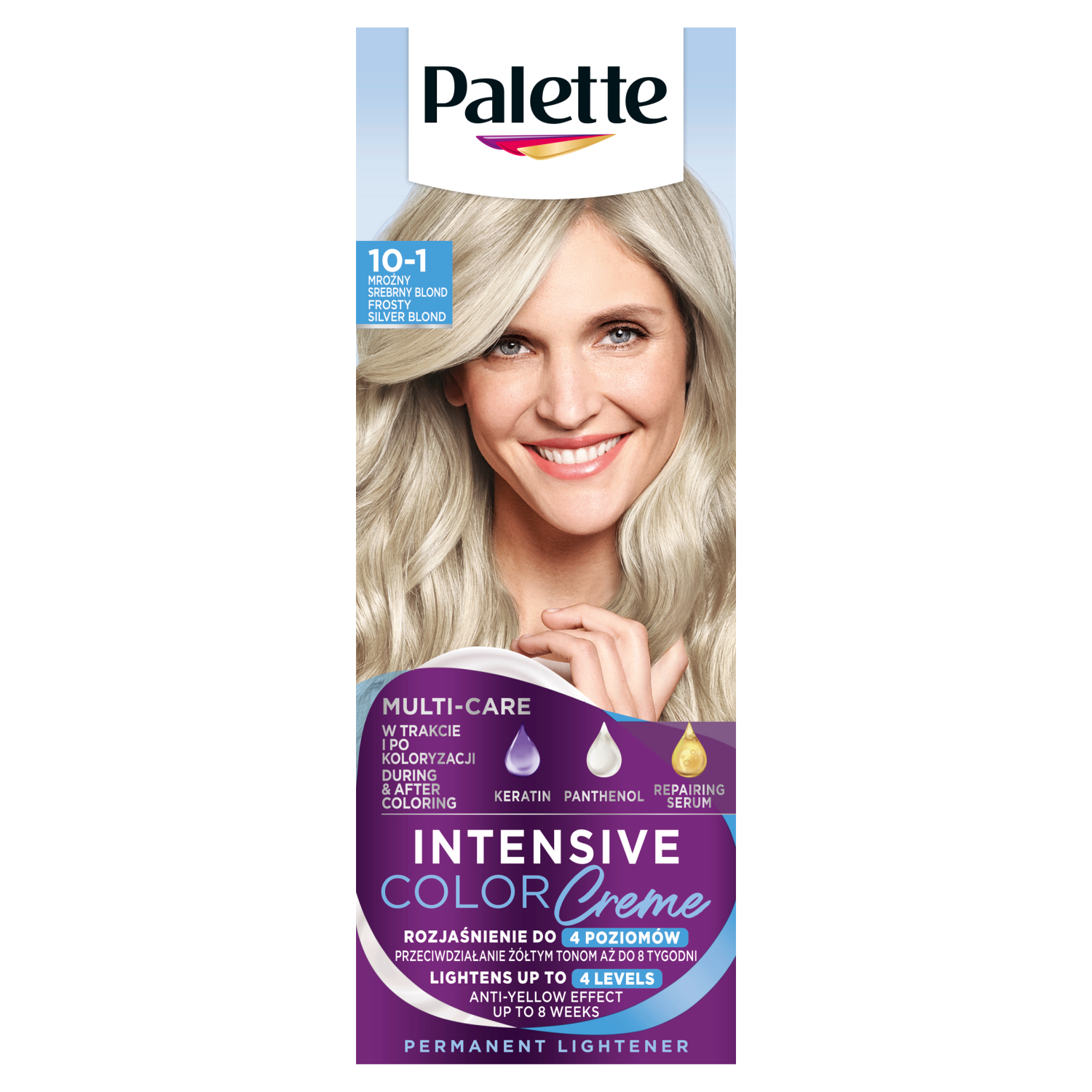 Palette Intensive Color Creme farba do włosów w kremie rozjaśniacz 10-1 (c10) mroźny srebrny blond, 1 opak.
