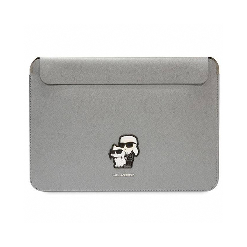 Karl Lagerfeld Saffiano Karl&Choupette Sleeve Silver - etui MacBook 14"