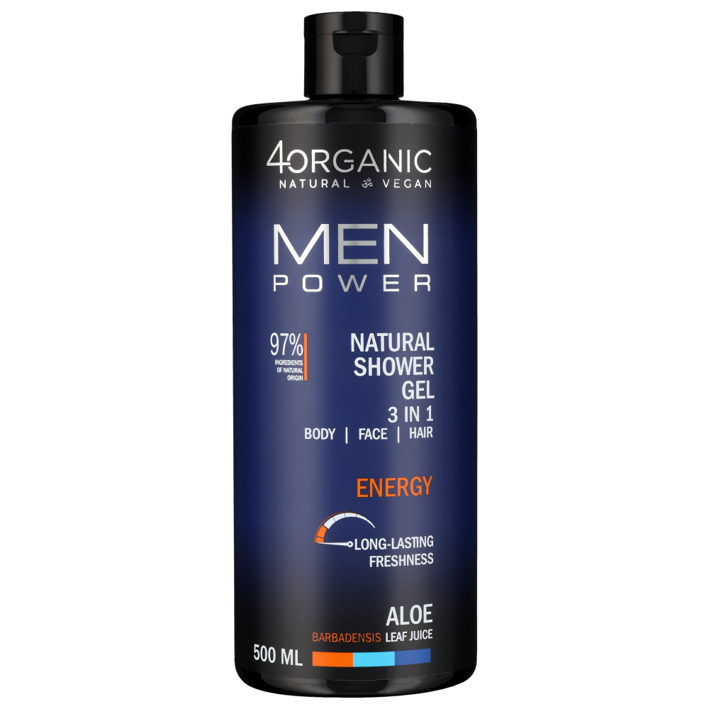 4Organic Men Power Energy naturalny żel pod prysznic 3w1 męski, 500 ml